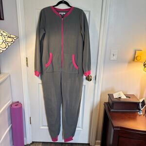 Sleepyheads Gray and Hot Pink Zip Onesie, Sz W-L